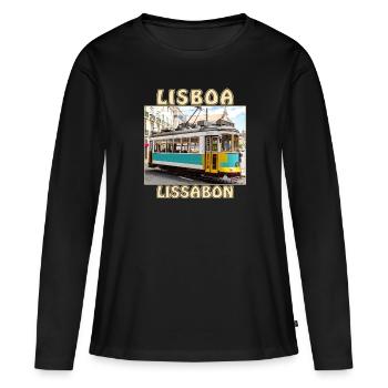 Lisboa tram Lisbonne - T-shirt manches longues Premium bio Femme - noir - Devant - Julia (174cm)