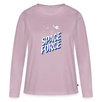 Force spatiale - T-shirt manches longues Premium bio Femme - rose poudré - Devant - Julia (174cm)