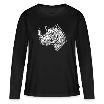 Nashorn Nashorn Blumenmuster - Frauen Premium Bio Langarmshirt - Schwarz - Vorne - Julia (174cm)