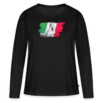 Drapeau italien avec capisci de geste de la main typique? - T-shirt manches longues Premium bio Femme - noir - Devant - Julia (174cm)