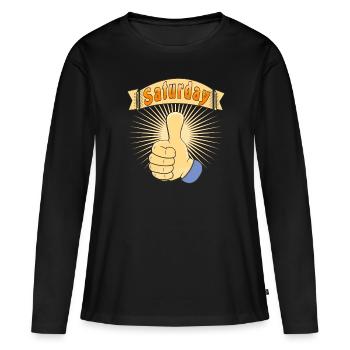 Thumb Saturday - T-shirt manches longues Premium bio Femme - noir - Devant - Julia (174cm)