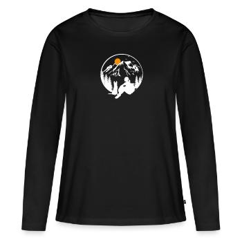 Wandern Hund Ausblick Berge Natur Geschenk - Frauen Premium Bio Langarmshirt - Schwarz - Vorne - Julia (174cm)