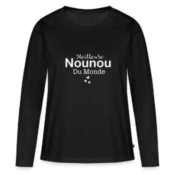 Meilleure Nounou du monde - T-shirt manches longues Premium bio Femme - noir - Devant - Julia (174cm)