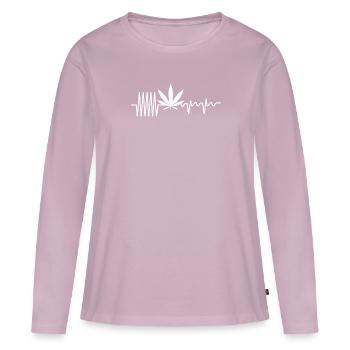 Cannabis Blatt EKG Herzlinie Herzschlag Kiffer - Frauen Premium Bio Langarmshirt - Altrosa - Vorne - Julia (174cm)