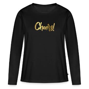 Acclamations en lettres d'or, applaudissements anglais! - T-shirt manches longues Premium bio Femme - noir - Devant - Julia (174cm)