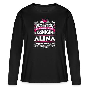 Alina Geschenk Geburtstag - Frauen Premium Bio Langarmshirt - Schwarz - Vorne - Julia (174cm)