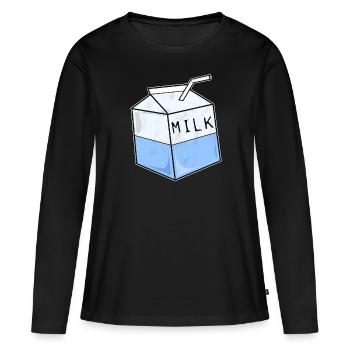 Pack de lait de lait - T-shirt manches longues Premium bio Femme - noir - Devant - Julia (174cm)