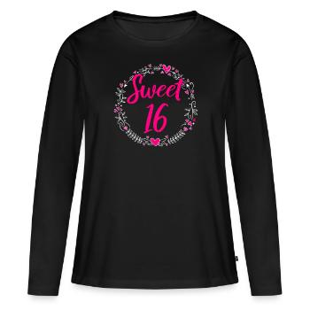 Sweet 16 ans fille 16 ans cadeau 16 ans - T-shirt manches longues Premium bio Femme - noir - Devant - Julia (174cm)