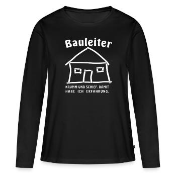 Haus Krumm und Schief damit habe ich Erfahrung - Frauen Premium Bio Langarmshirt - Schwarz - Vorne - Julia (174cm)