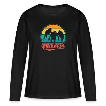 Mothman mit Motte - Frauen Premium Bio Langarmshirt - Schwarz - Vorne - Julia (174cm)