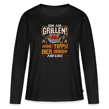 Grill Grillen Grillieren Griller - Frauen Premium Bio Langarmshirt - Schwarz - Vorne - Julia (174cm)