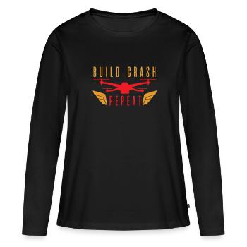 Build Crash Repeat - Frauen Premium Bio Langarmshirt - Schwarz - Vorne - Julia (174cm)