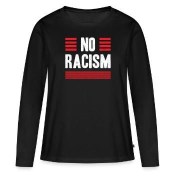 Pas de racisme - T-shirt manches longues Premium bio Femme - noir - Devant - Julia (174cm)