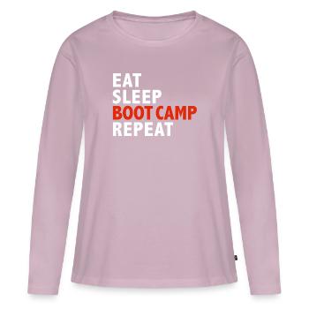 Eat Sleep Bootcamp Repeat Fitness Workout - Women's Premium Organic Long Sleeve Shirt - dusky pink - Front - Julia (174cm)