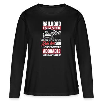 Train amant de train trains conducteur de train - T-shirt manches longues Premium bio Femme - noir - Devant - Julia (174cm)