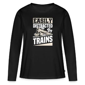 Train amateur de train trains conducteur de train conducteur de train - T-shirt manches longues Premium bio Femme - noir - Devant - Julia (174cm)