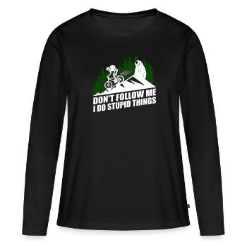 I do stupid Things Downhill Freeride MTB Geschenk - Frauen Premium Bio Langarmshirt - Schwarz - Vorne - Julia (174cm)