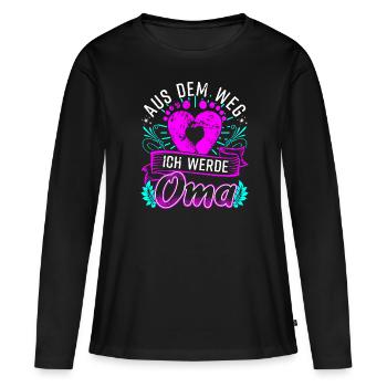 Aus dem Weg Ich werde Oma Bekanntgabe Überraschung - Frauen Premium Bio Langarmshirt - Schwarz - Vorne - Julia (174cm)