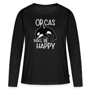 Orcas machen mich glücklich. Orca Killerwal - Frauen Premium Bio Langarmshirt - Schwarz - Vorne - Julia (174cm)