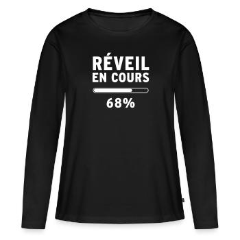 Réveil en cours - T-shirt manches longues Premium bio Femme - noir - Devant - Julia (174cm)