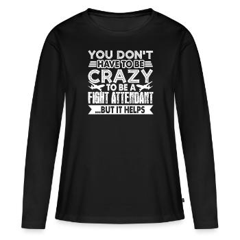 Agent de bord Crazy Flight Attendant - T-shirt manches longues Premium bio Femme - noir - Devant - Julia (174cm)