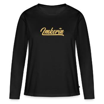 Bienen Imkerin Typografie - Frauen Premium Bio Langarmshirt - Schwarz - Vorne - Julia (174cm)