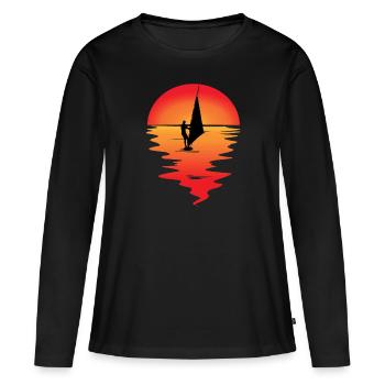 Windsurfer Sunset Windsurfing Windsurfing Gift - Women's Premium Organic Long Sleeve Shirt - black - Front - Julia (174cm)