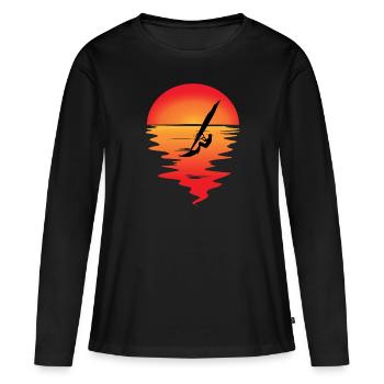 Windsurfer Sunset Windsurfing Windsurfing Gift - Women's Premium Organic Long Sleeve Shirt - black - Front - Julia (174cm)