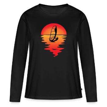 Windsurfer Sunset Windsurfing Windsurfing Gift - Women's Premium Organic Long Sleeve Shirt - black - Front - Julia (174cm)