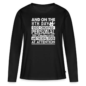 Personal Trainer God Created Personal Trainer - Women's Premium Organic Long Sleeve Shirt - black - Front - Julia (174cm)