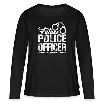 Policier Future Policier - T-shirt manches longues Premium bio Femme - noir - Devant - Julia (174cm)