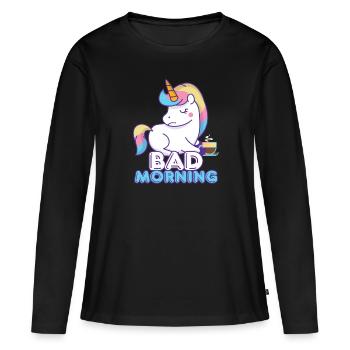 Morning Grouch Unicorn - Women's Premium Organic Long Sleeve Shirt - black - Front - Julia (174cm)