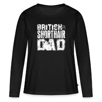 Britisch Kurzhaar Britisch Kurzhaar Papa - Frauen Premium Bio Langarmshirt - Schwarz - Vorne - Julia (174cm)