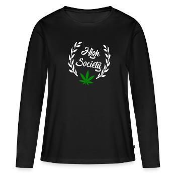 High Society Cannabis Marijuana - Frauen Premium Bio Langarmshirt - Schwarz - Vorne - Julia (174cm)