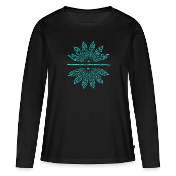 Méditation Yoga Unalome Fleur de Lotus - T-shirt manches longues Premium bio Femme - noir - Devant - Julia (174cm)