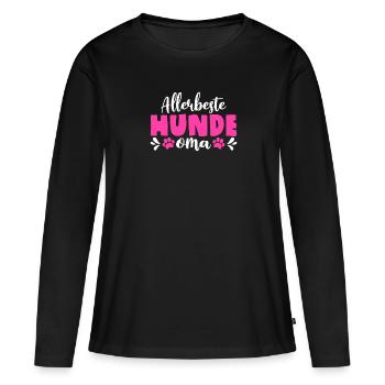 Beste Hundeoma Hunde Oma Hundeliebhaber Geschenk - Frauen Premium Bio Langarmshirt - Schwarz - Vorne - Julia (174cm)