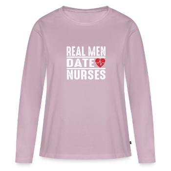 Real Men Date Nurses - Women's Premium Organic Long Sleeve Shirt - dusky pink - Front - Julia (174cm)