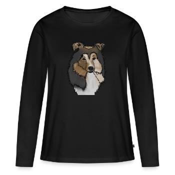 Longhair Collie Mama | Collie Rough Collies - T-shirt manches longues Premium bio Femme - noir - Devant - Julia (174cm)