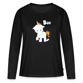 Costume de licorne d’Halloween - T-shirt manches longues Premium bio Femme - noir - Devant - Julia (174cm)