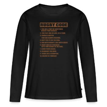RUGBY CODE - T-shirt manches longues Premium bio Femme - noir - Devant - Julia (174cm)