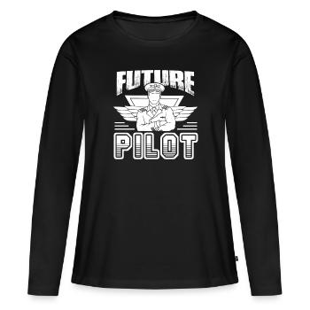 Pilot Zukünftiger Pilot - Frauen Premium Bio Langarmshirt - Schwarz - Vorne - Julia (174cm)