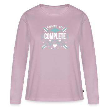 40th Birthday Gamer Level Complete 40 - Women's Premium Organic Long Sleeve Shirt - dusky pink - Front - Julia (174cm)