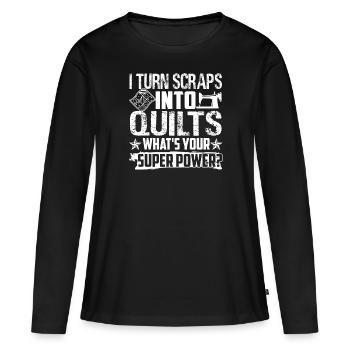 Quilting Je transforme des morceaux en courtepointes - T-shirt manches longues Premium bio Femme - noir - Devant - Julia (174cm)