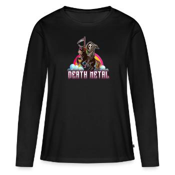 Einhorn Death Metal Rocker Go To Hell - Frauen Premium Bio Langarmshirt - Schwarz - Vorne - Julia (174cm)
