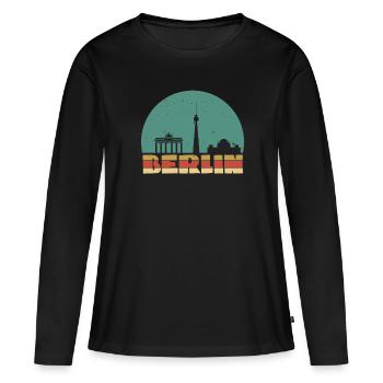 Skyline Berlin vintage - T-shirt manches longues Premium bio Femme - noir - Devant - Julia (174cm)