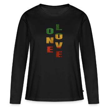 Peace Love Rasta Lion Of Judah Art Reggae - T-shirt manches longues Premium bio Femme - noir - Devant - Julia (174cm)