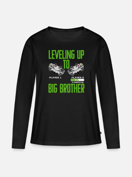Leveling Up to Big Brother Pregnancy Brother - Women's Premium Organic Long Sleeve Shirt - black