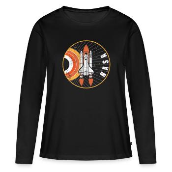 NASA - T-shirt manches longues Premium bio Femme - noir - Devant - Julia (174cm)