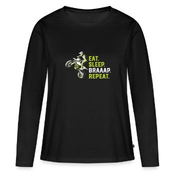 Eat Sleep Braap Répéter - T-shirt manches longues Premium bio Femme - noir - Devant - Julia (174cm)