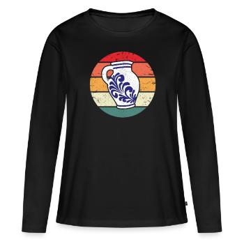 Cidre Ebbelwoi Bembel Vintage Hessen Frankfurt - T-shirt manches longues Premium bio Femme - noir - Devant - Julia (174cm)